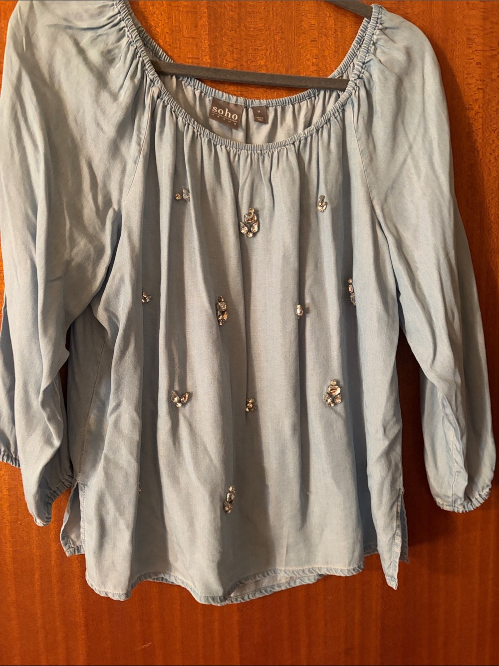 Soho Pale Blue Beaded Peasant Tunic